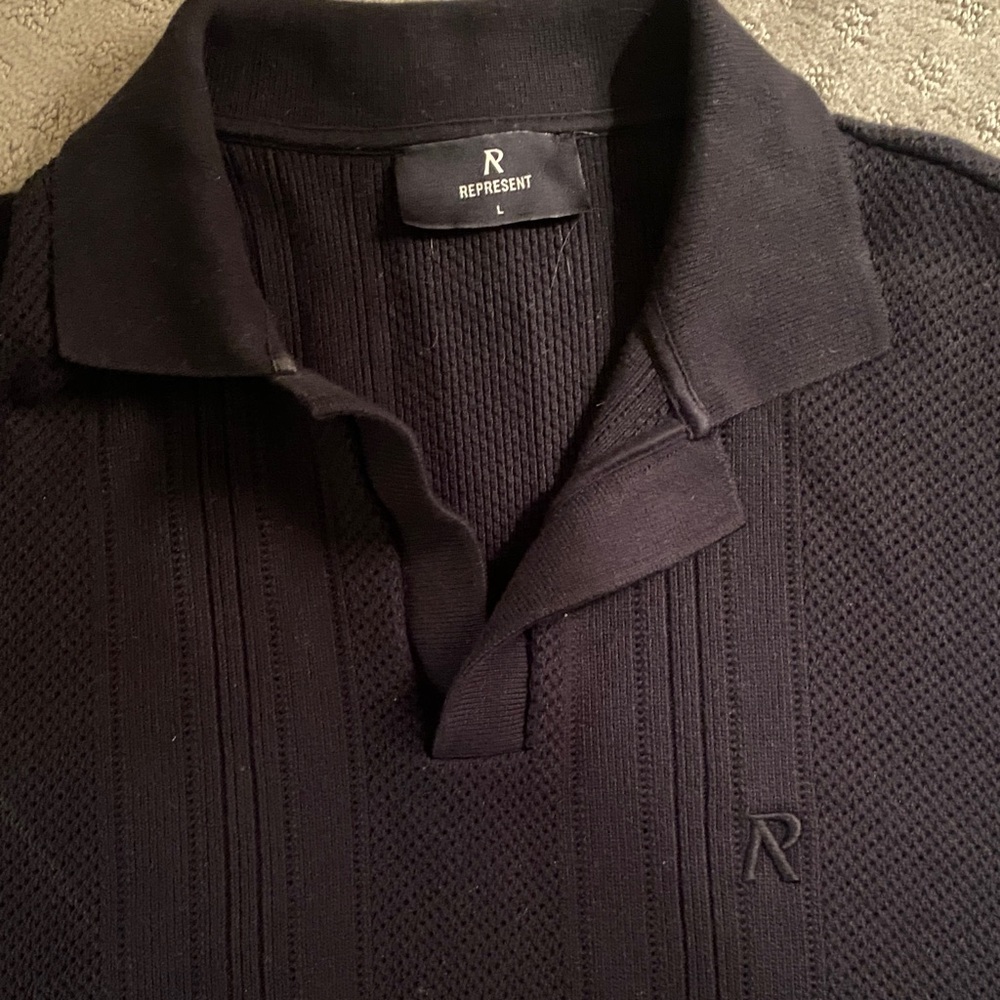 Represent Men's Black Knit Polo Sweater
